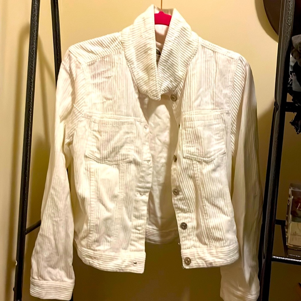 Corduroy white jacket. Button up. Thick. NWOT.